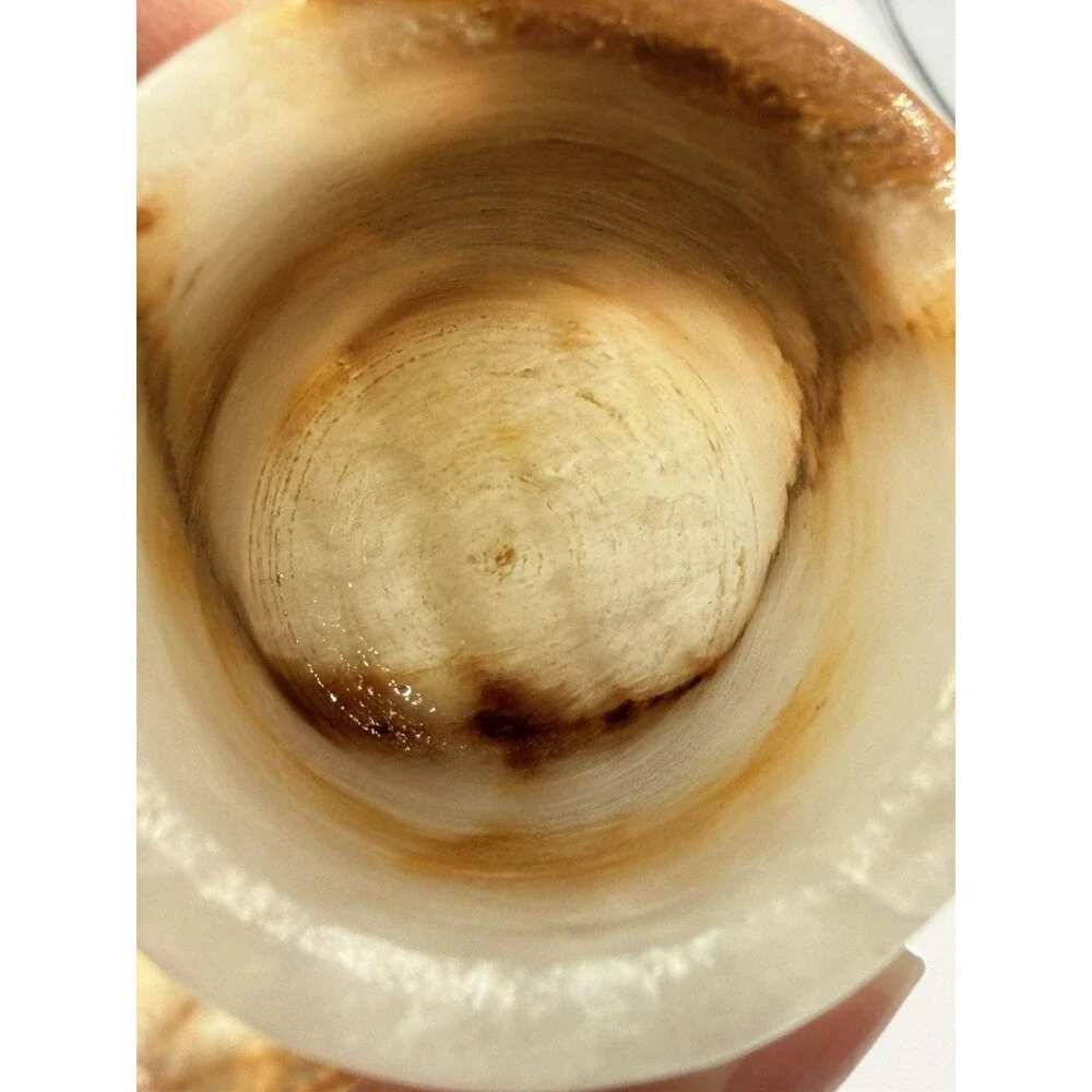 Vintage Banded Onyx Stone Shot Glass Set 6 Tequila Sake Cups w/ 7